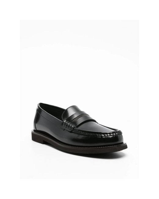 Brunello Cucinelli Brown Monili Chain-Detailed Loafers