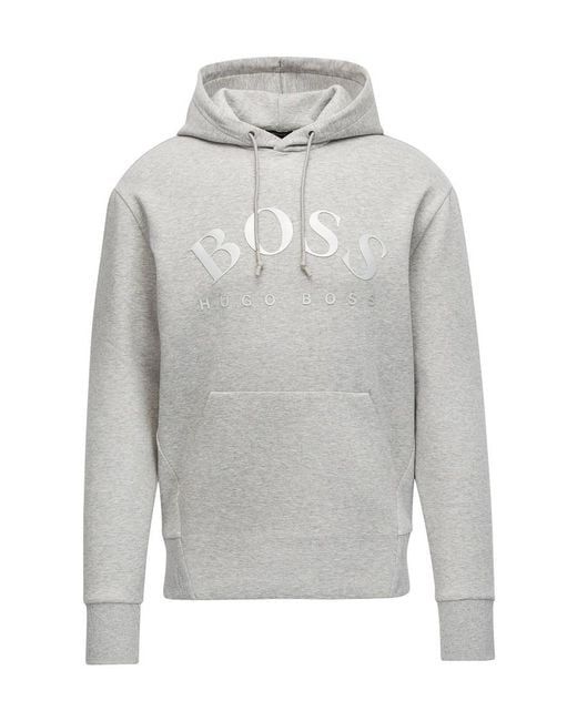 Boss Gray Logo Hooded Sweater for men