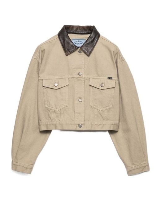Prada Natural Cropped Old Denim Jacket