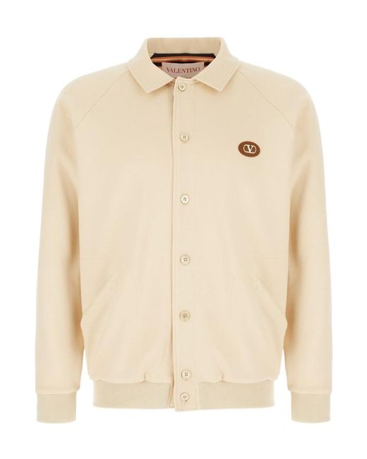 Valentino Natural Vlogo Signature Button-Up Bomber Jacket for men