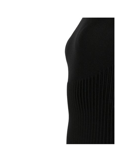 Alaïa Black Alaïa Ribbed Mock-Neck Knitted Top