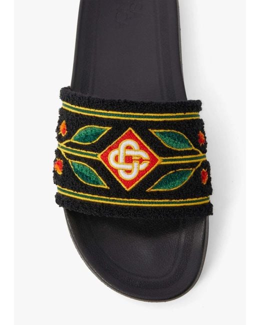 Casablanca Black Round-Toe Open-Toe Slides for men