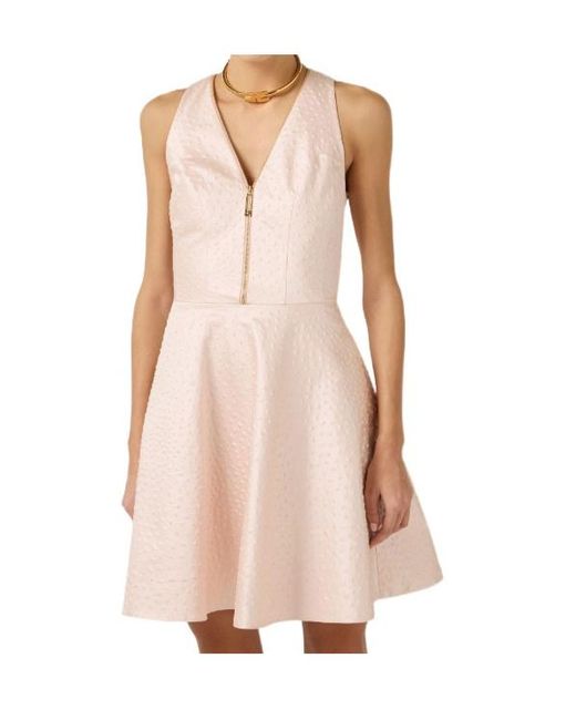 Elisabetta Franchi Pink Ostrich Print Taffeta Dress