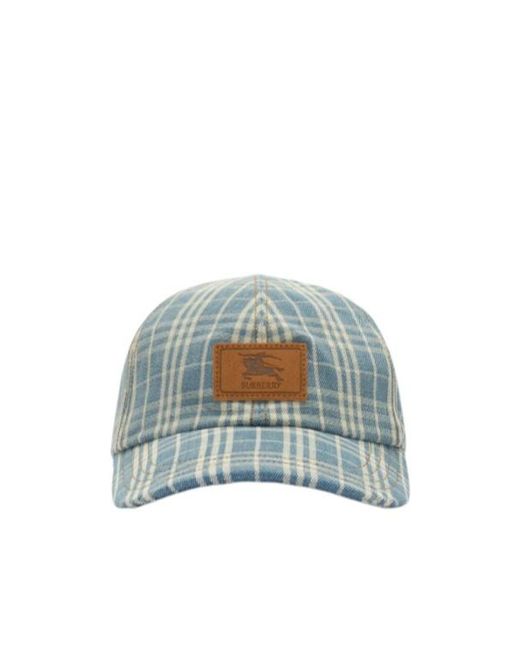 Burberry Blue Check Denim Baseball Cap