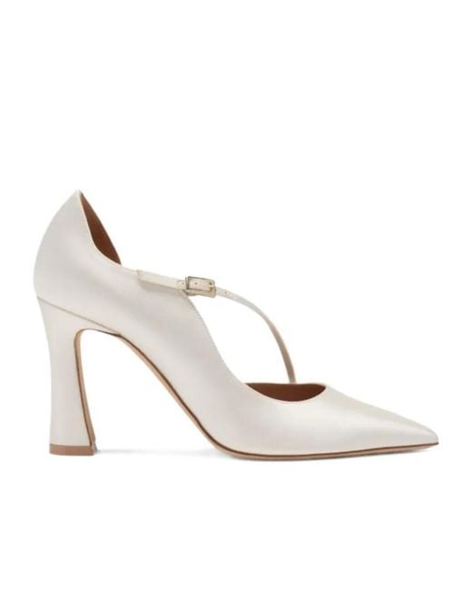 Malone Souliers White Bettina Buckle Pumps