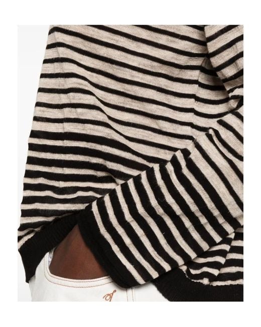 Roberto Collina Black Striped Fine-Knit Sweater