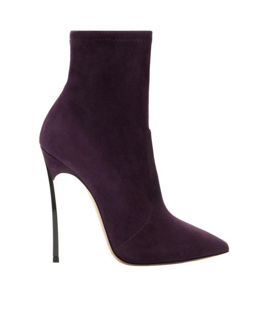 Casadei Purple Blade Pointed Ankle Boots