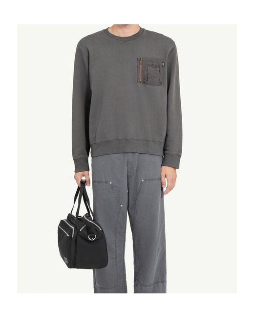 MM6 by Maison Margiela Gray Gabardine Pocket Sweatshirt for men