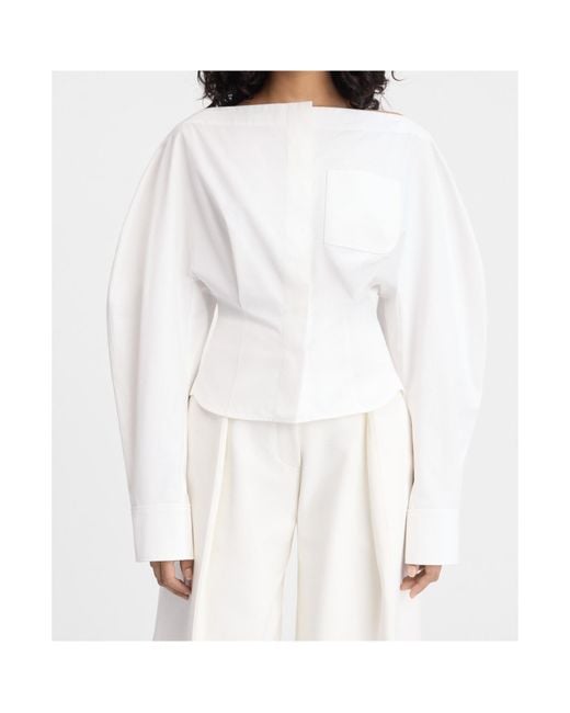 Jacquemus White La Chemise Barco Boat Neck Shirt