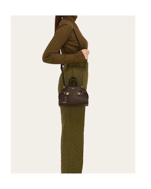 Ferragamo Brown Ferragamo Mini Hug Top Handle Bag
