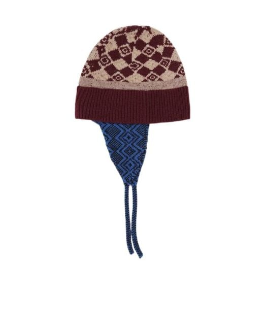 Dries Van Noten Red Ribbed Knit Hat for men