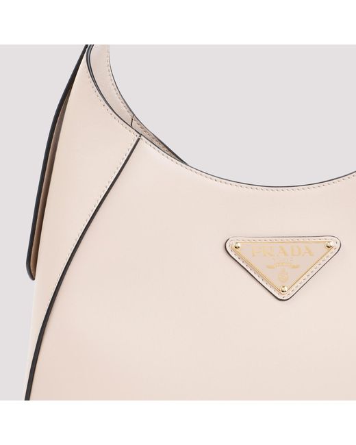 Prada Pink Triangle-Logo Leather Shoulder Bag