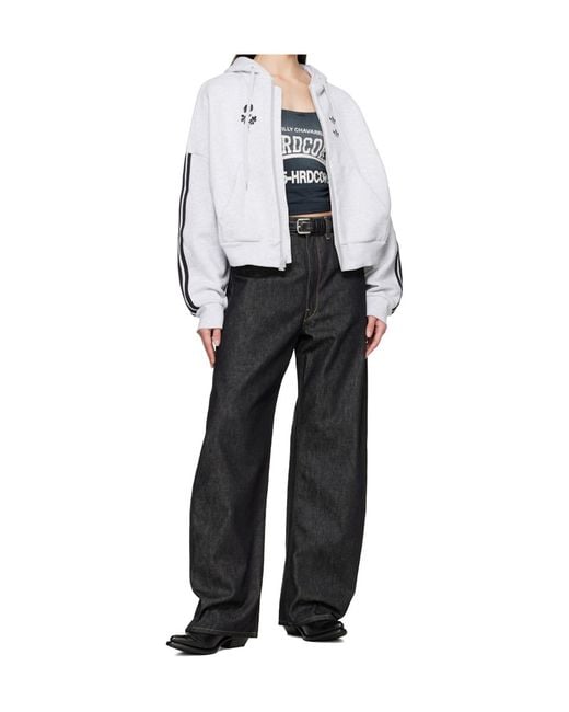 ADIDAS X WILLY CHAVARRIA Gray Willy Chavarria X Adidas Originals Collaboration Full-Zip Logo Hoodie