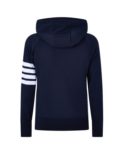Thom Browne Blue Classic Four-Bar Zip Hooded Sweatshirt for men