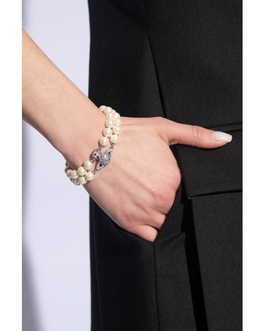 Vivienne Westwood White Double Row Pearl Bracelet