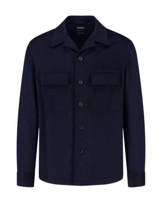 Zegna Blue Long-Sleeved Casual Jacket for men
