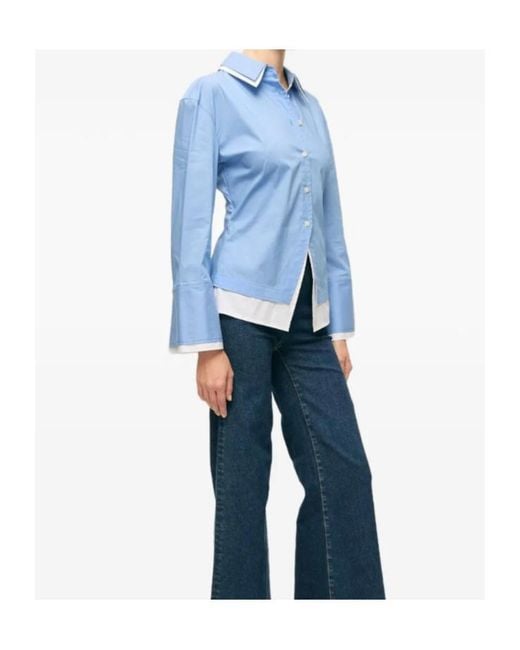 Veronica Beard Blue Bonnie Collared Shirt