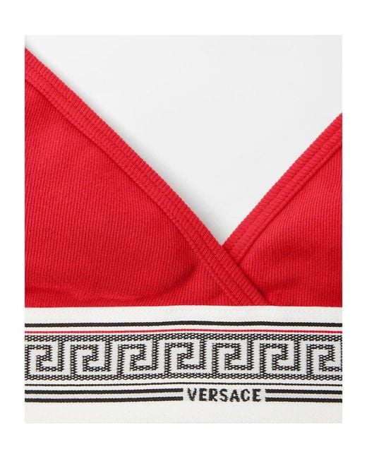 Versace Red Greca Logo Triangle Bra
