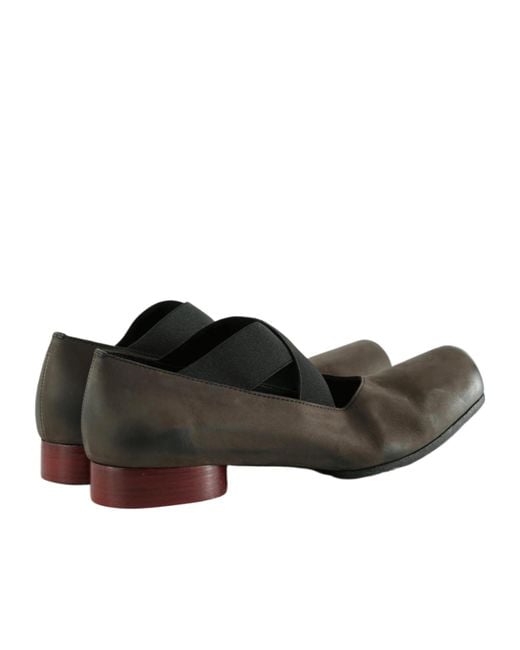 Uma Wang Black Square-Toe Ballet Flats