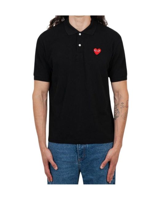 COMME DES GARÇONS PLAY Black Lapel Polo Shirt for men