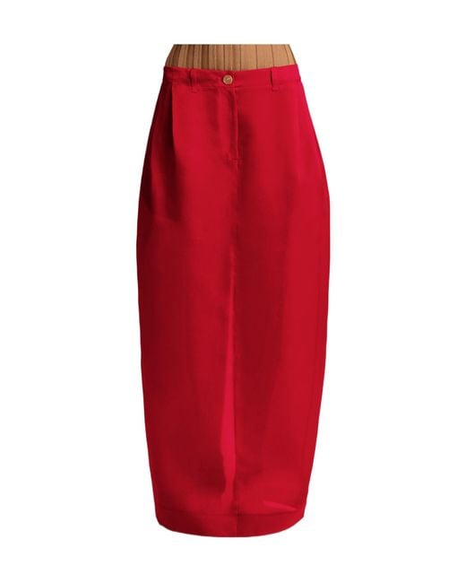 Khaite Red Lucian Skirt