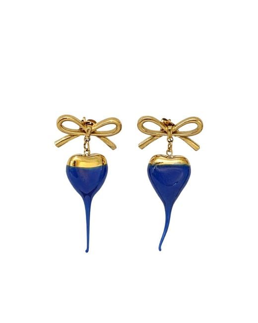 OTTOLINGER Blue Bow-Detail Heart-Drop Earrings