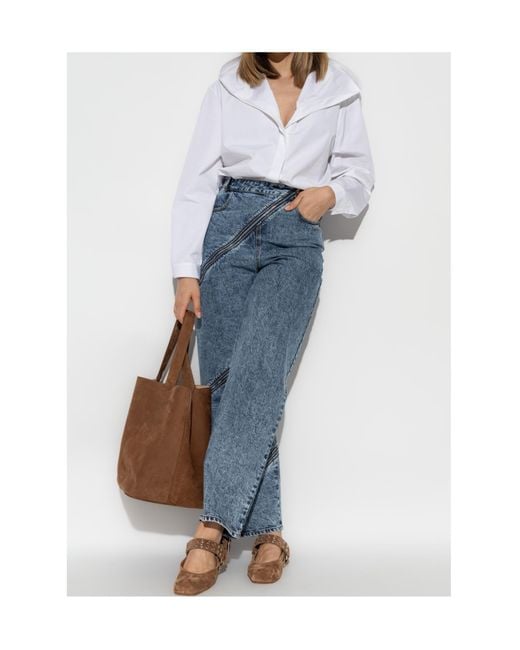 Alaïa Blue Alaïa Zip Detailed Spiral Jeans
