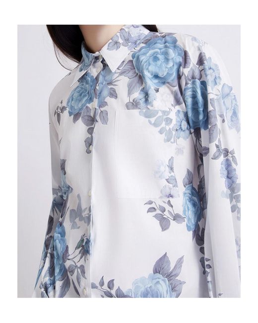 Marella Blue Oversized Stretch Poplin Shirt