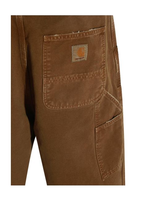 Carhartt Brown Double-Knee Cotton Trousers for men
