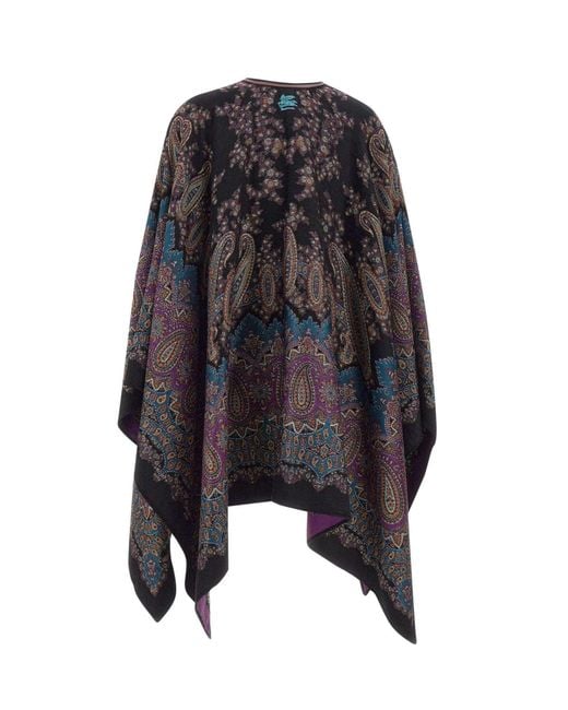 Etro Gray Paisley Printed Cape