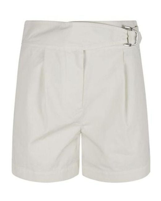 Burberry White Belted Waist Bermuda Shorts