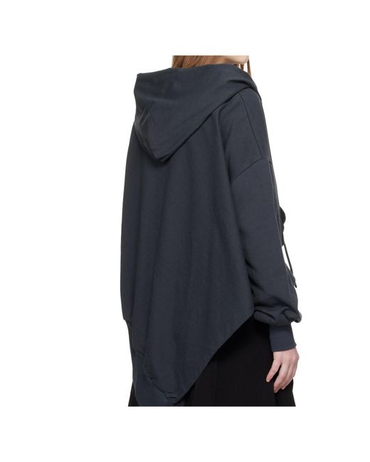 Yohji Yamamoto Blue Unbalanced Hoodie