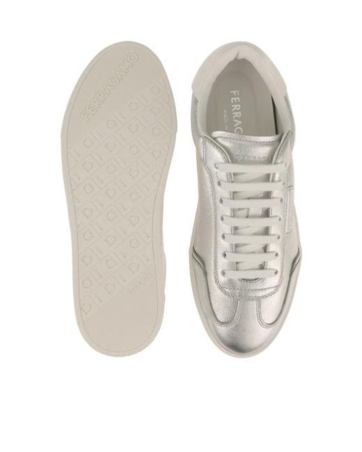Ferragamo Gray Ferragamo Logo Tag Low-Top Sneakers