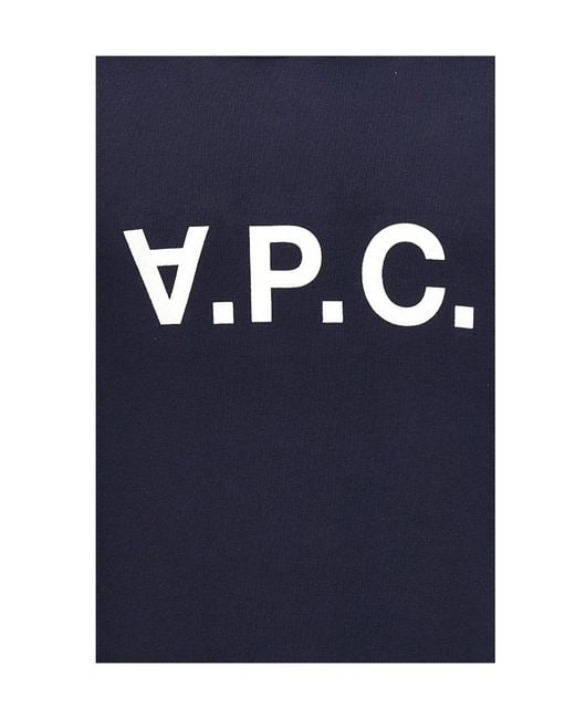 A.P.C. Blue Logo Printed Drawstring Hoodie for men