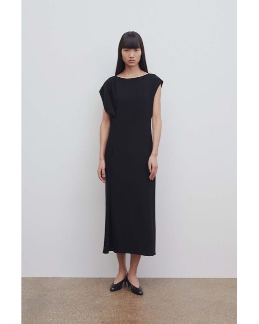 The Row Black Blathine Crewneck Midi Dress