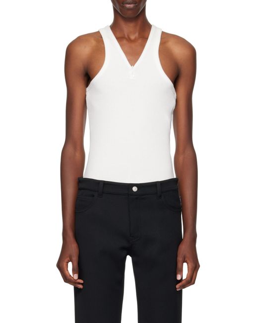 Courreges White Courrèges Logo-Embroidered V-Neck Top for men