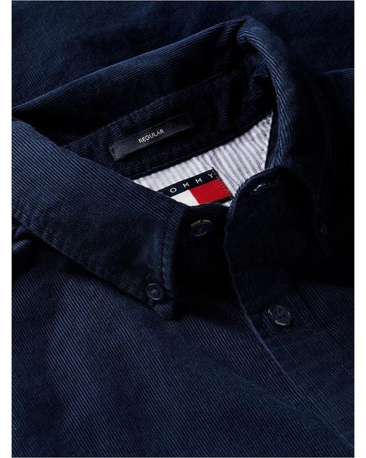 Tommy Hilfiger Blue Regular Fit Button-Down Corduroy Shirt for men