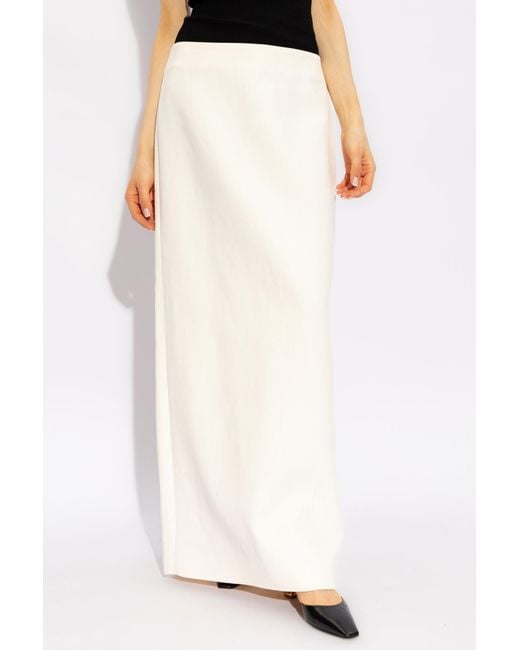 Ferragamo White Ferragamo High-Waist Straight Hem Maxi Skirt