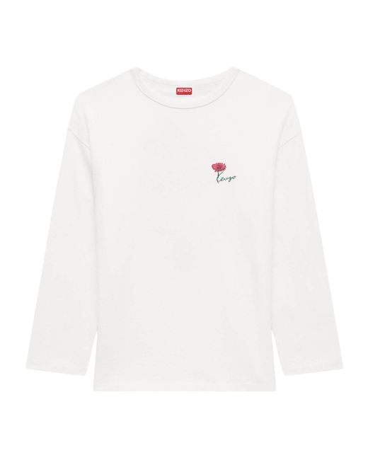 KENZO White Tulip Long Sleeves Relax T-Shirt