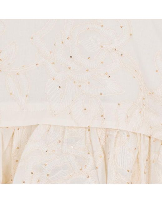 Liu Jo Natural Peplum Sequinned Sleeveless Top