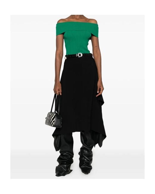 Givenchy Green Off-Shoulder Ribbed Top