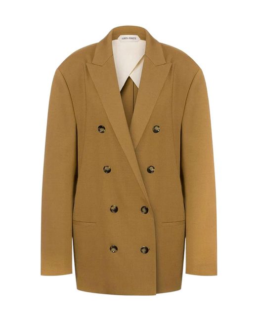 Alberta Ferretti Green Double-Breasted Wool Blazer