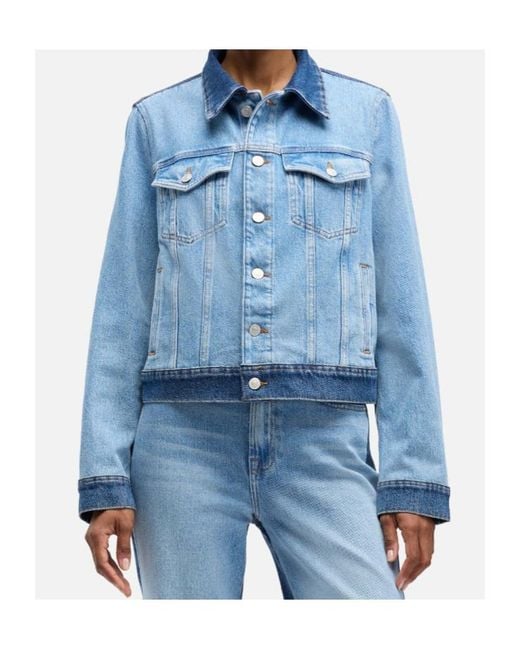 7 For All Mankind Blue Buttoned Denim Jacket