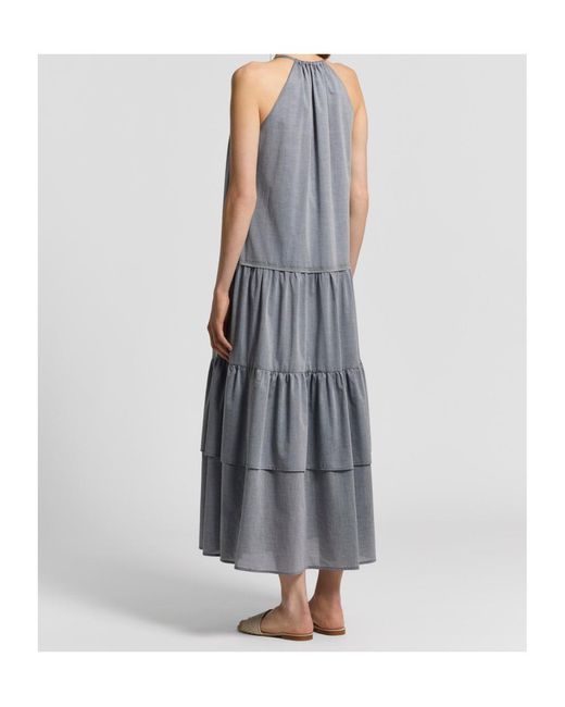 Peserico Gray Gathered Sleeveless Maxi Dress