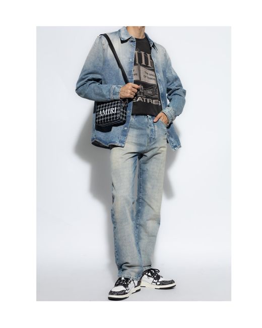 Amiri Blue Ma Quad Cuff Straight Leg Jeans for men