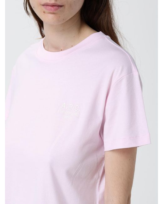 A.P.C. Pink Boxy Logo T-Shirt