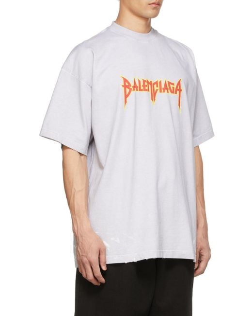Balenciaga White Oversized Metal Logo T-Shirt for men