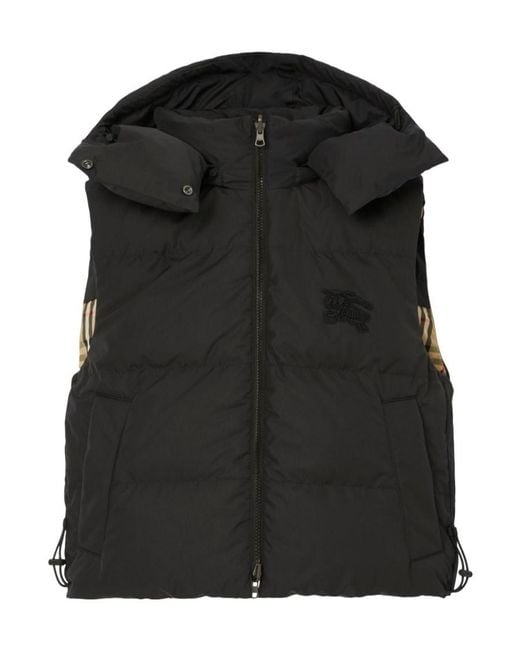 Burberry Black Vintage-Check Hooded Reversible Down Gilet
