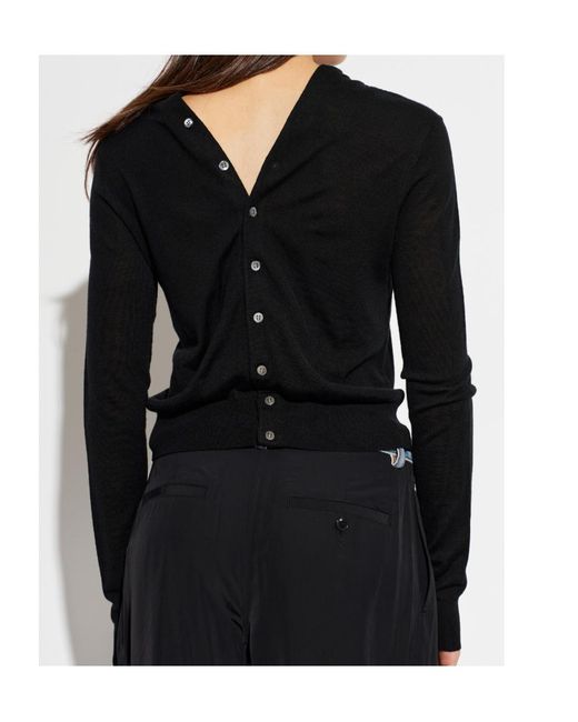 Alexander Wang Black Button-Up V-Neck Cardigan