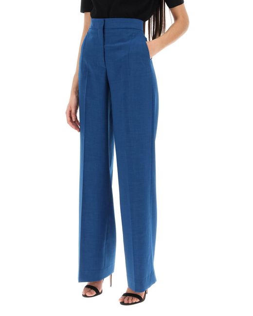 Tory Burch Blue Front-Pleat Tailored Trousers